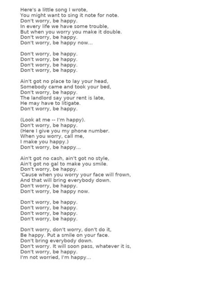 Dont Worry Be Happy Lyrics |