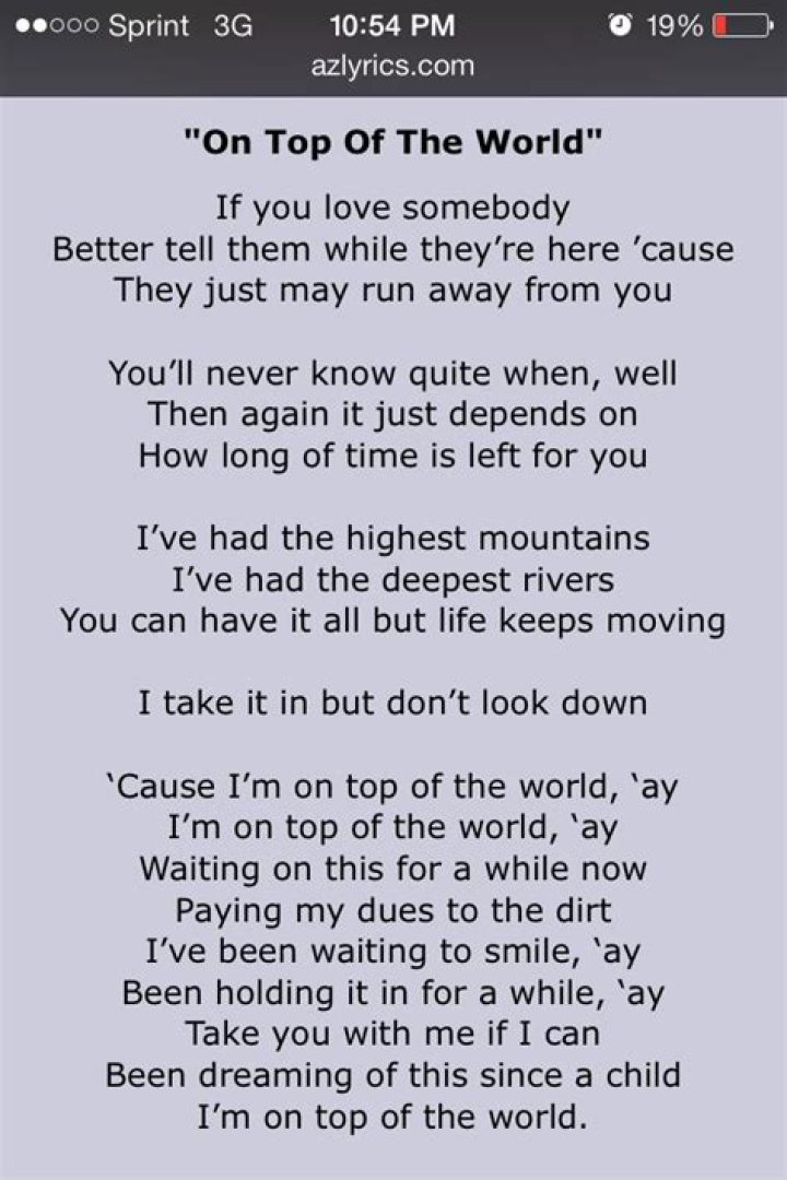 Imagine Dragons ; On Top of the World Lyrics |