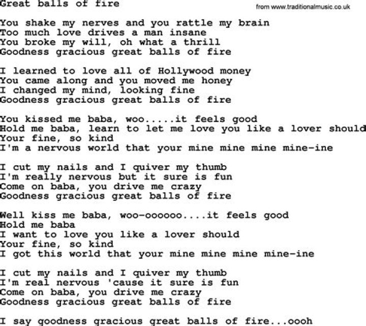 The Great Balls Of Fire Lyrics |